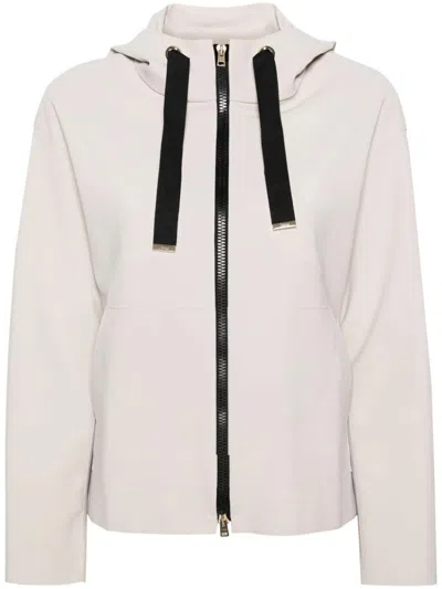Herno Logo-plaque Hooded Jacket In Gray