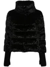 Herno Black Cape With High Neck And Logo Plate On Rhe Rear In Velvet Woman In Black