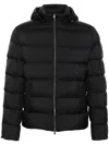 Herno Quilted Hooded Down Jacket With Side Pockets In Blue
