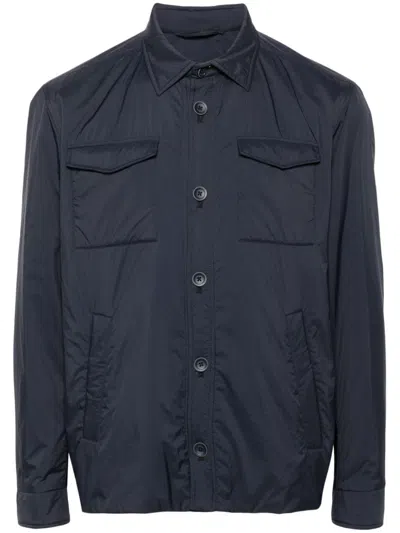 Herno Logo-plaque Jacket In Blue