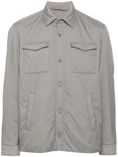 Herno Logo-plaque Jacket In Grey