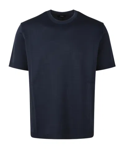 Herno Logo-plaque Knitted T-shirt In Blue