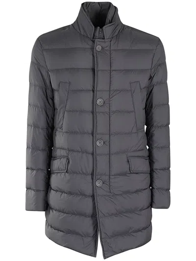 Herno Logo-plaque Padded Coat In Grey