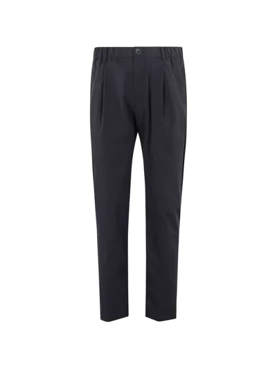 Herno Logo-plaque Pleated Trousers In Blue