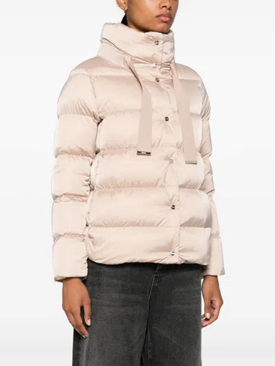 Herno Logo-plaque Puffer Jacket In Beige