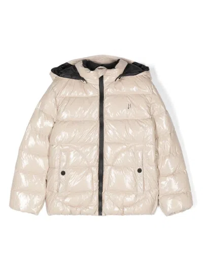 Herno Kids' Logo-plaque Puffer Jacket In Neutrals