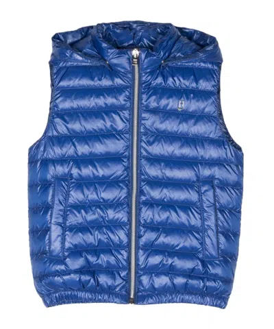 Herno Logo-plaque Quilted Gilet In Blue