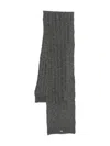 Herno Logo-plaque Ribbed-knit Scarf In Gray