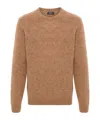 Herno Sweater In Plain Alpaca Wool In Brown