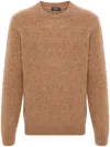 Herno Sweater In Plain Alpaca Wool In Brown