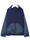 Herno Logo-print Zip-up Hooded Jacket In Blue