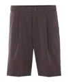 Herno Brown Bermuda Seer-crease Seersucker Polyester Shorts In Brown
