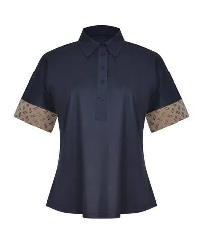 Herno Logo Trim Polo T-shirt In Blue