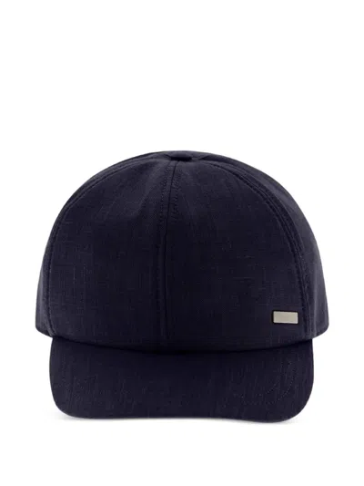 Herno Logo细节亚麻棒球帽 In Blue