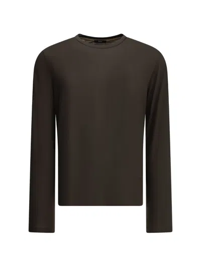 Herno Logo-embroidered Crew-neck Sweater In Brown