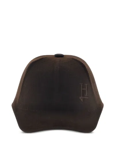 Herno Logo-embroidered Wool Baseball Cap In Braun