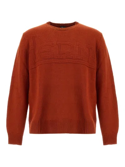 Herno Logo-intarsia Wool Sweater In Orange