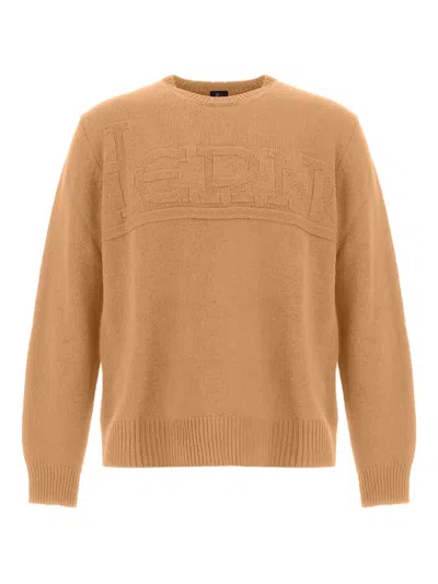 Herno Logo-jacquard Sweater In Brown