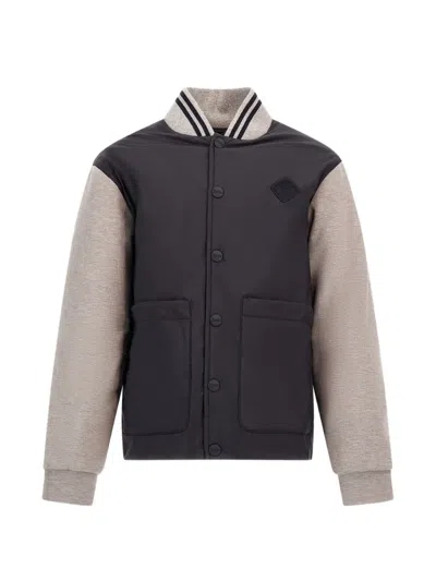 Herno Kids' Logo-patch Bomber Jacket In Blue
