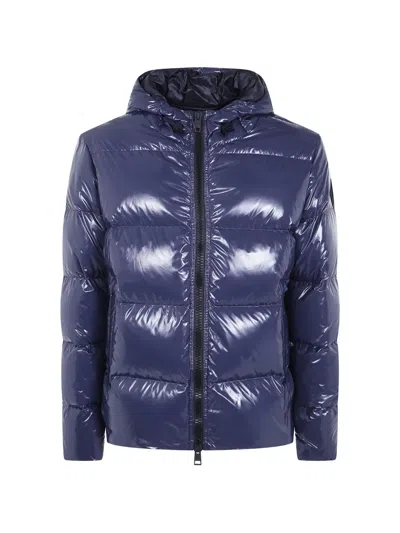 Herno Logo-patch Padded Jacket In Blue