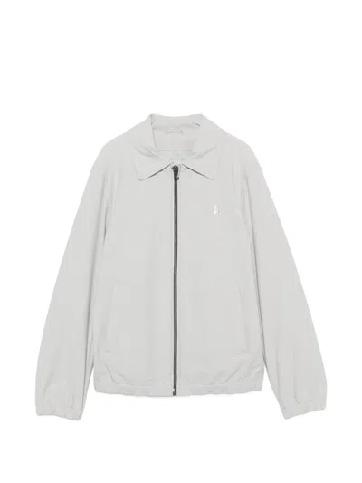 Herno Kids' Logo-plaque Bomber Jacket In Gray