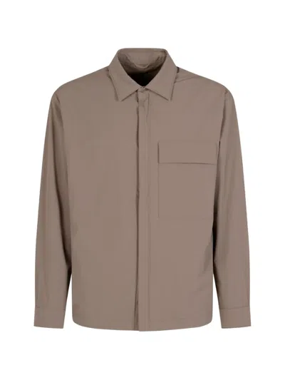 Herno Logo-plaque Flap-pocket Shirt In Brown