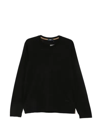 Herno Logo-plaque Long-sleeve T-shirt In Black