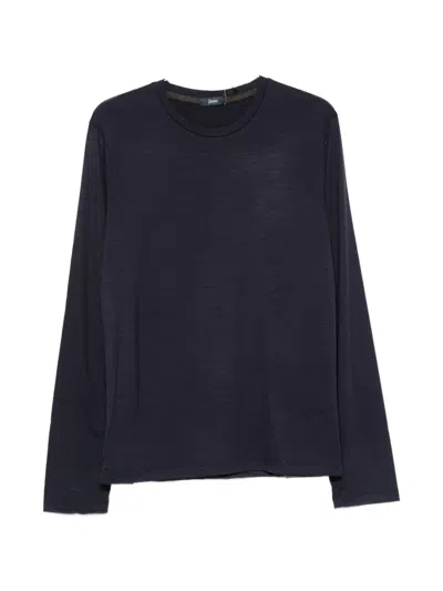 Herno Logo-plaque Long-sleeves T-shirt In Blue