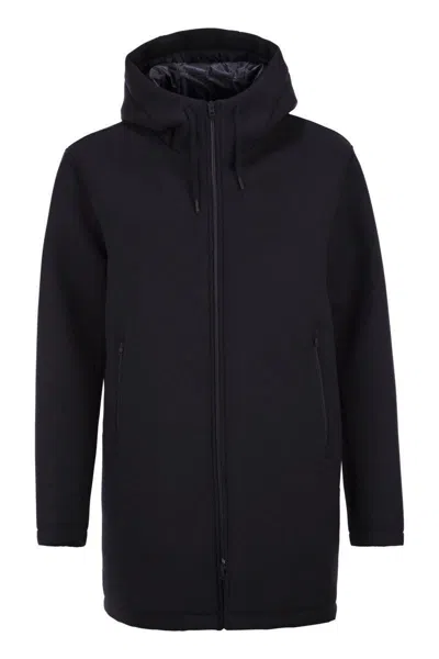 Herno Black Scuba Jacket With Hood And Design