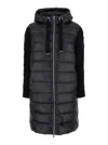 Herno Long Black Hooded Coat In Nylon Woman In Black