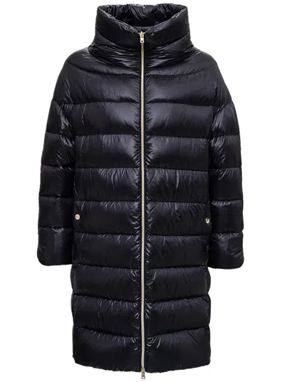HERNO HERNO WOMEN LONG BLACK NYLON DOWN JACKET
