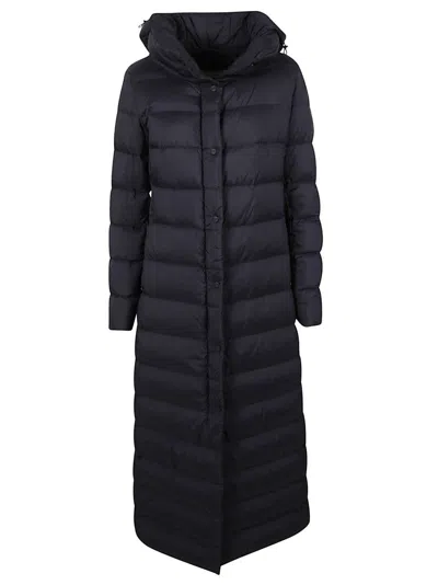 HERNO LONG BLACK PUFFER COAT WITH ADJUSTABLE HOOD