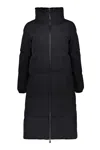 Herno Long Black Puffer Jacket With Zipper And High Collar In Black