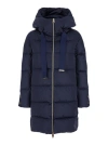 Herno Long Blue Down Jacket With Hood In Satin Woman In Blue
