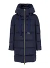 Herno A-shaped Puffer Coat With Hood And Drawstrings In Blu