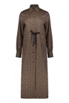 Herno Long Brown Dress With Adjustable Waist Elegant In Brown