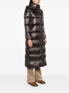 Herno Nylon Long Down Jacket In Fondente