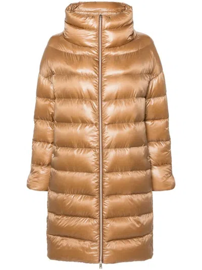 HERNO HERNO LONG CAMEL-COLORED 'MATILDE' DOWN JACKET