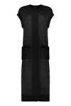 Herno Long Cardigan Without Sleeves In Black