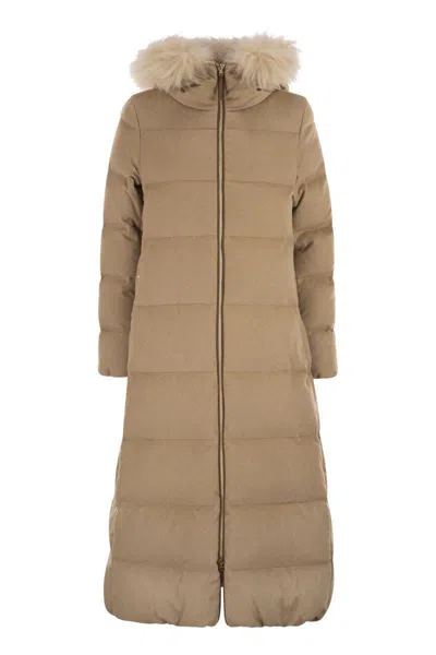 Herno Women Long Cashmere And Silk Coat In Burgundy