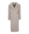 Herno Long Faux Fur Coat With Notched Lapels In Gray