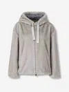 Herno Relaxed-fit Grey Jacket With Plush Texture And Hood In Gray