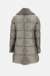 Herno Ultralight Down High Low Mid Length Coat In Gray