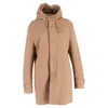 Herno Long Coat In Camel Wool In Brown