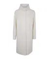 Herno Long Zip Jacket Concealed Pockets In White