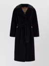 Herno Long Coat With Belted Waist And Notched Lapels In Black