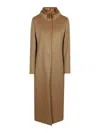 Herno Long Coat With Padded Bib In Camel