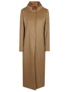 Herno Long Coat With Padded Bib In Cammello