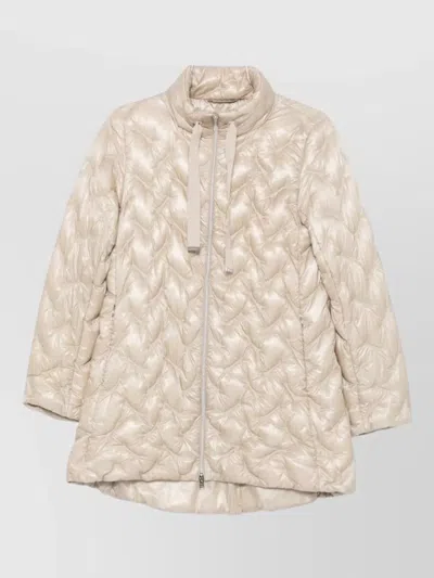 Herno Long Down Coat High Collar Quilted In Multi