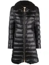 Herno Long Quilted Jacket High Collar In Black